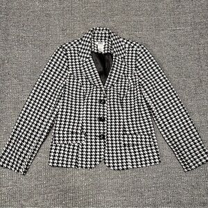 Monroe & Main Black and White Houndstooth Blazer